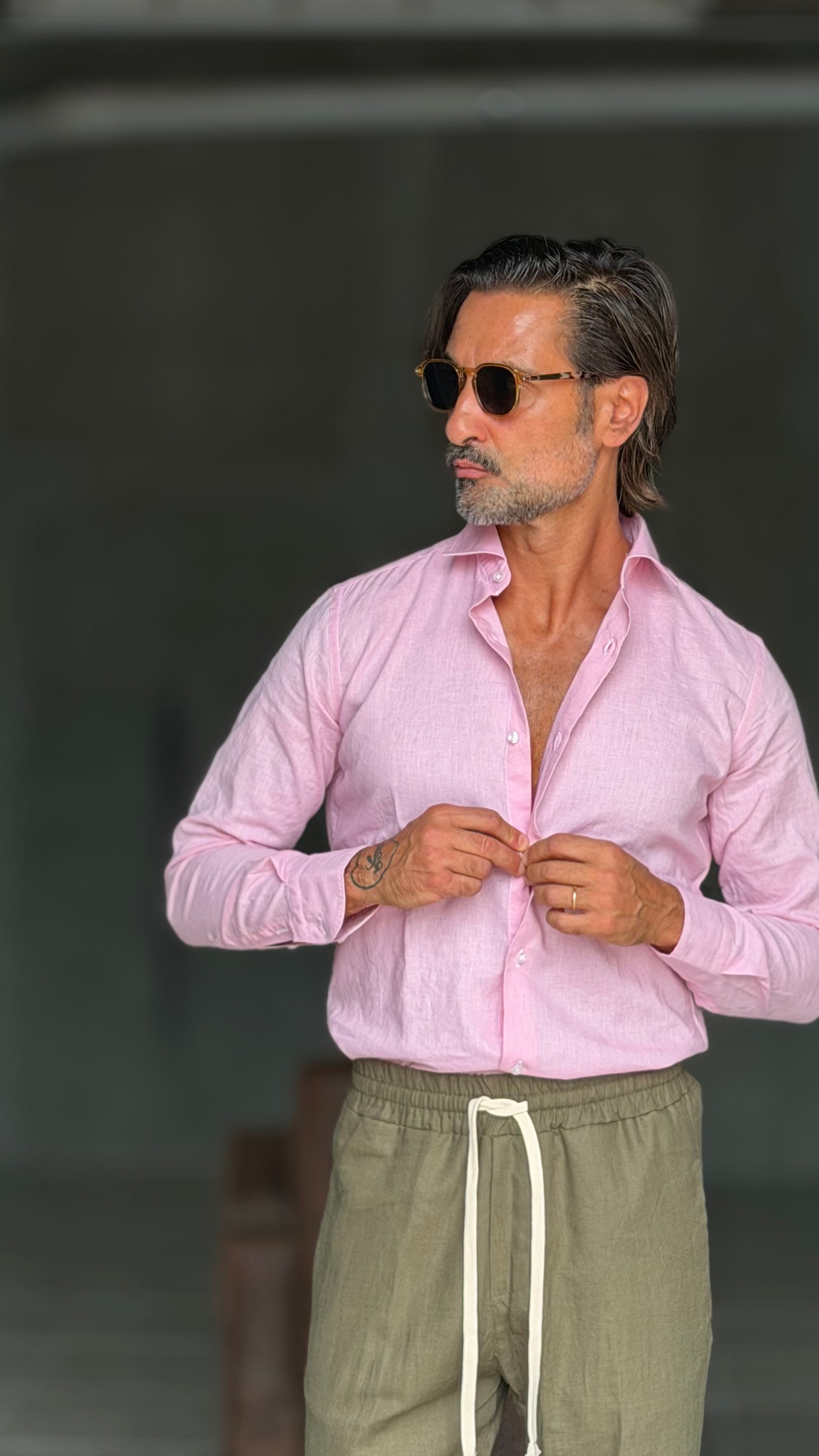 CAMICIA ROSA LINO COLLO ITALIANO