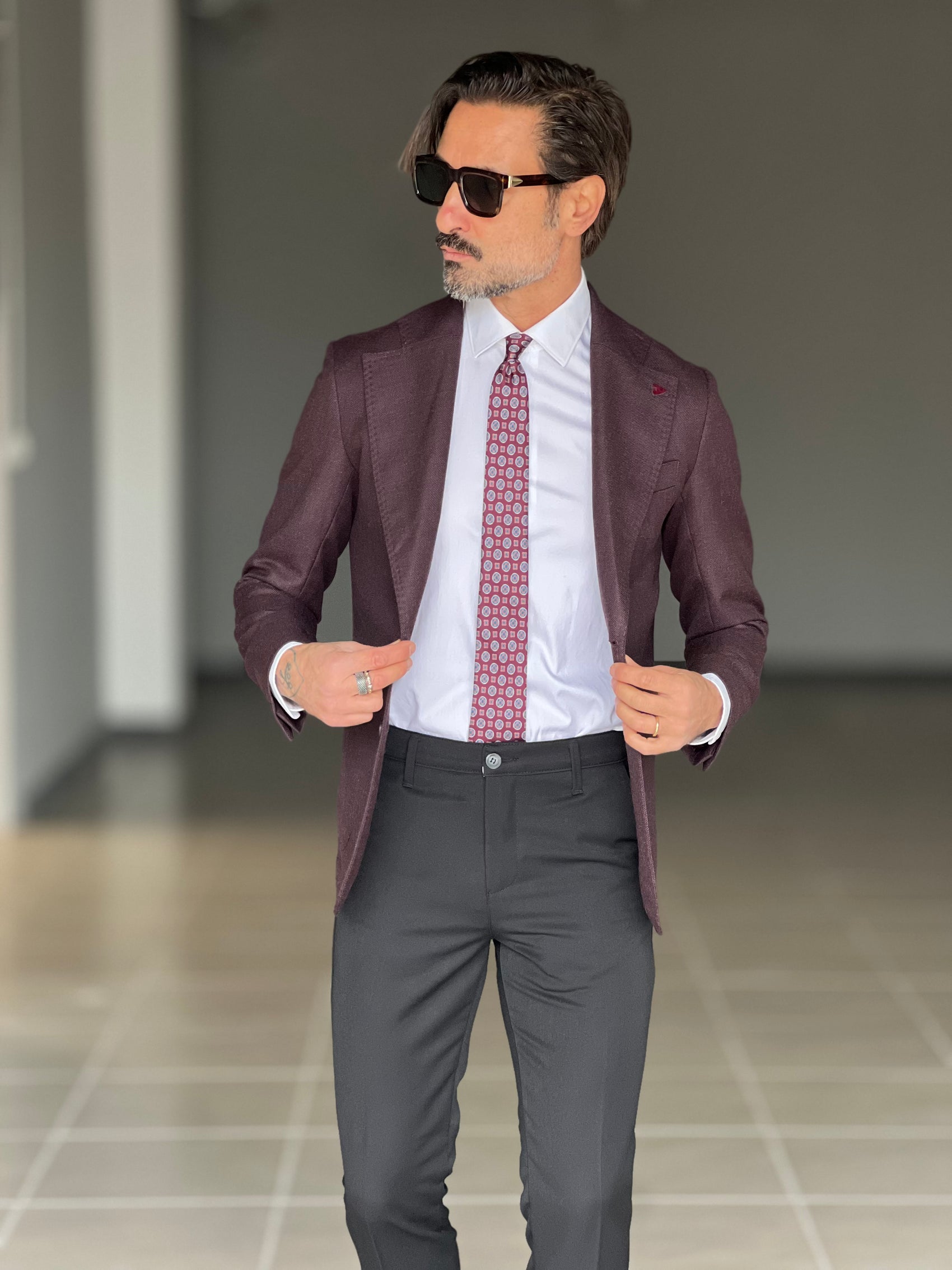 GIACCA COLOR VINO FIAMMATA MISTO LANA