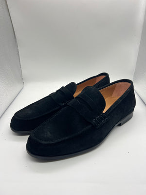 DOUBLE BUCKLE BLACK SUEDE LOAFERS