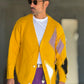 CARDIGAN GIALLO ROMBO   CROP  FIT  PESANTE