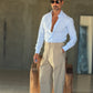 PANTALONE BEIGE  PAUL MIRANDA FUSTAGNO PINCES FASCIONE ALTO