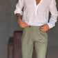 WHITE VISCOSE TROUSERS WITH REGULAR BOTTOM