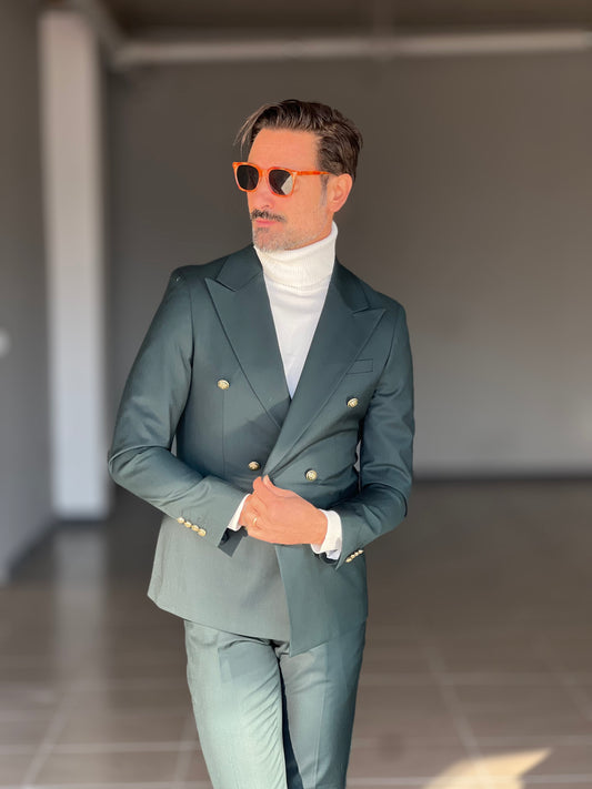 ABITO  VERDE   DOPPIOPETTO BOTTONE METALLO VISCOSA E MISTI