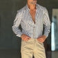 CAMICIA  BACCHETTA TORTORA GRANDE STRETCH