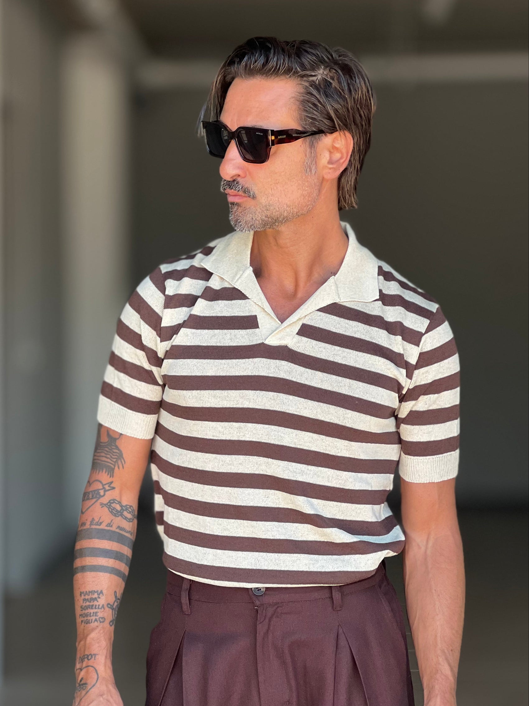 POLO  RIGA MORO E BEIGE 0077