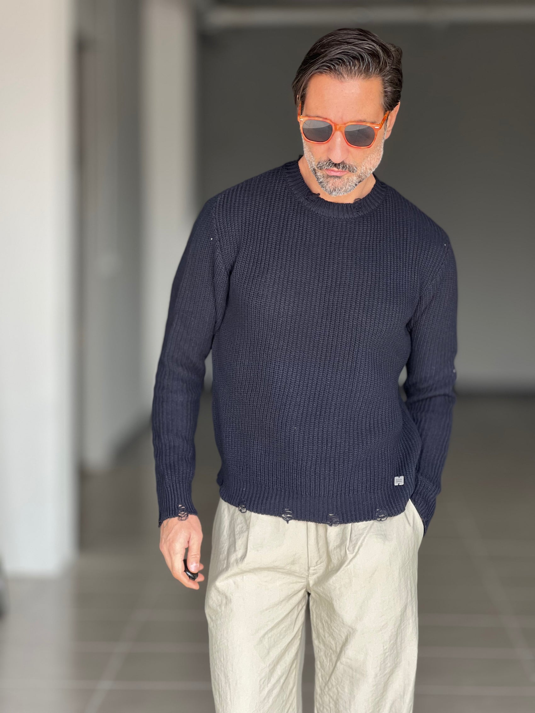MAGLIA  BLU NAVY  GIROCOLLO COSTA INGLESE BL11