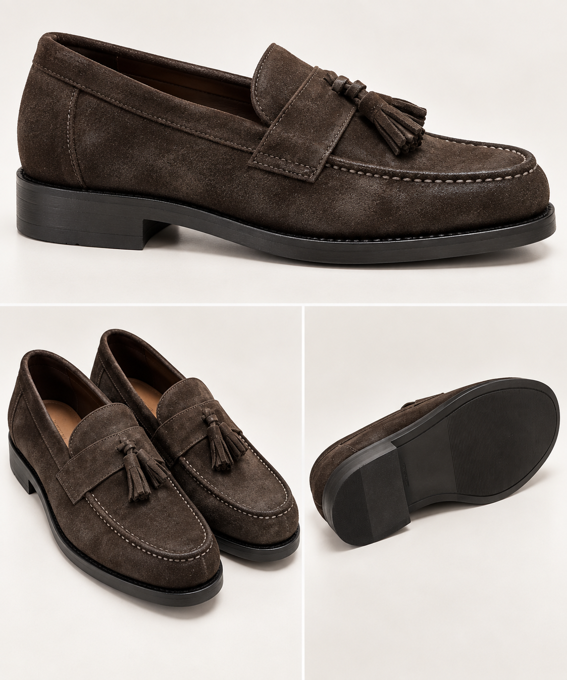 MOCASSINO MORO CAMOSCIO  PELLE LAVORATA CAMPANELLA