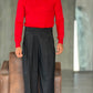 PANTALONE  NERO  PINCES VISCOSA  FONDO AMPIO  EFFETTO FLANELLA BATTUTA