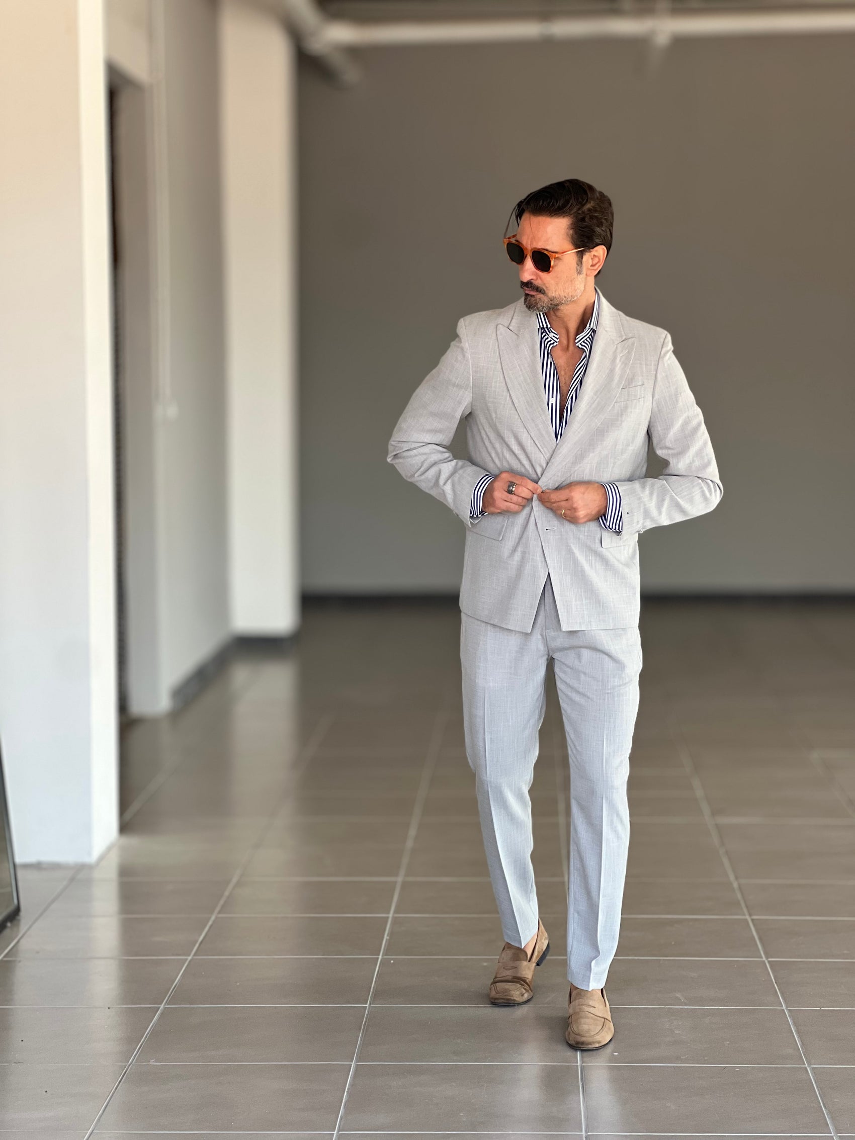 PANTALONE GRIGIO ALTATENSIONE PINCES VISCOSA ( CODICE 35 )