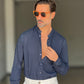 CAMICIA KOON BLU  LINO E COTONE LAVORAZIONE TRAMATA