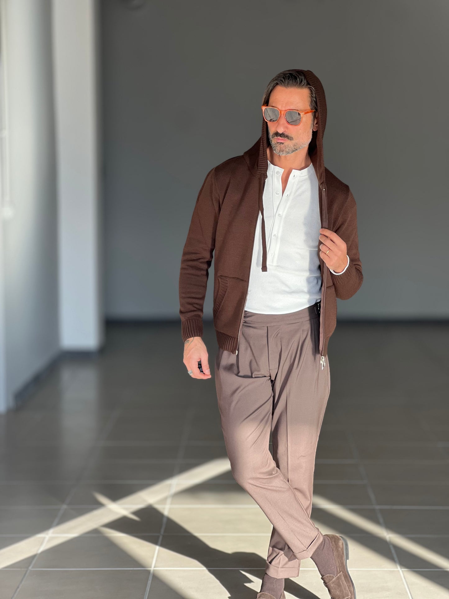 BEIGE COTTON OPEN CARDIGAN