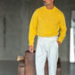 WHITE VISCOSE TROUSERS WITH REGULAR BOTTOM