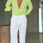 WHITE VISCOSE TROUSERS WITH REGULAR BOTTOM