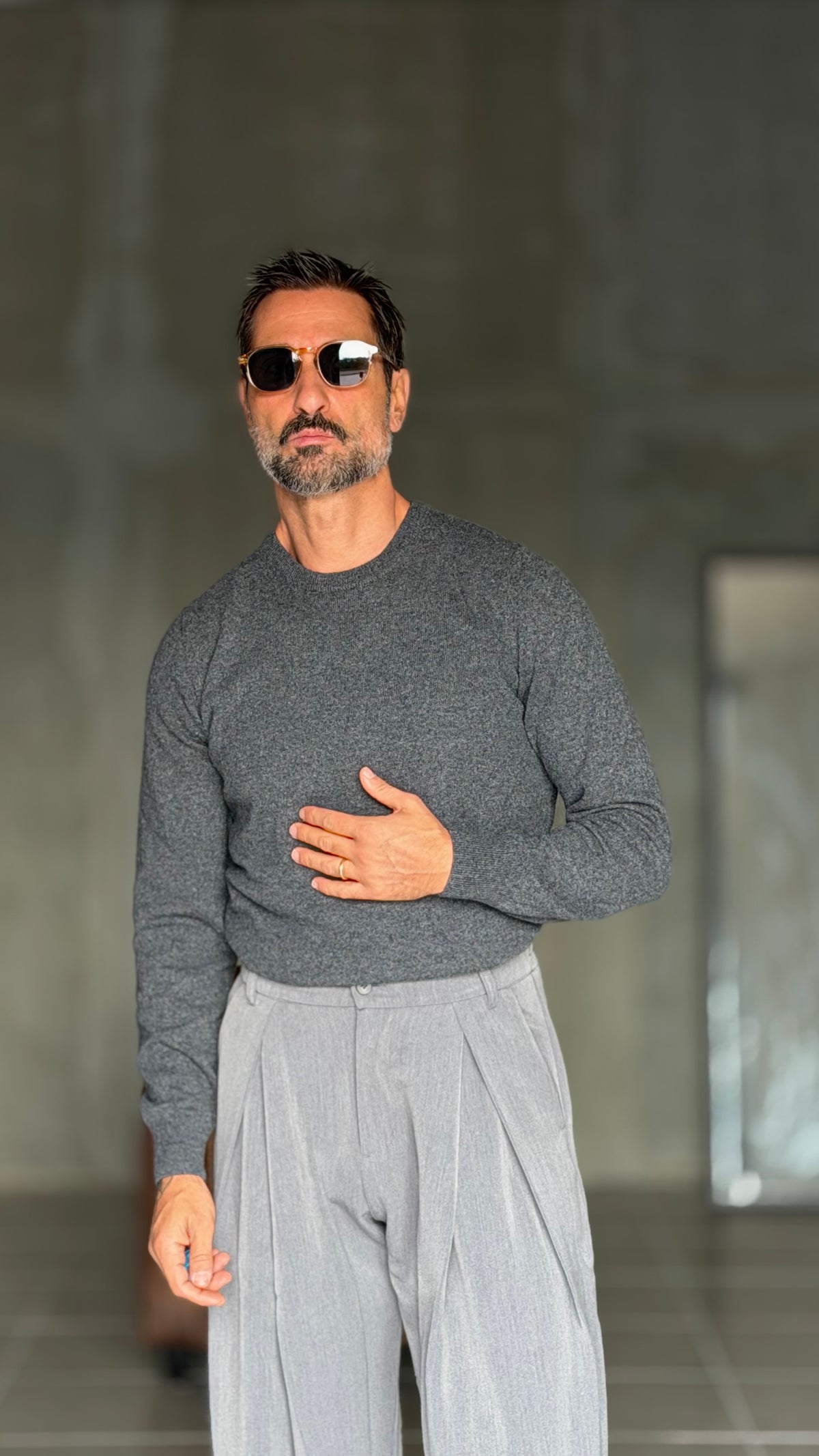 PULLOVER GRIGIO PIOMBOLANA CASHMERE 3% E MISTI