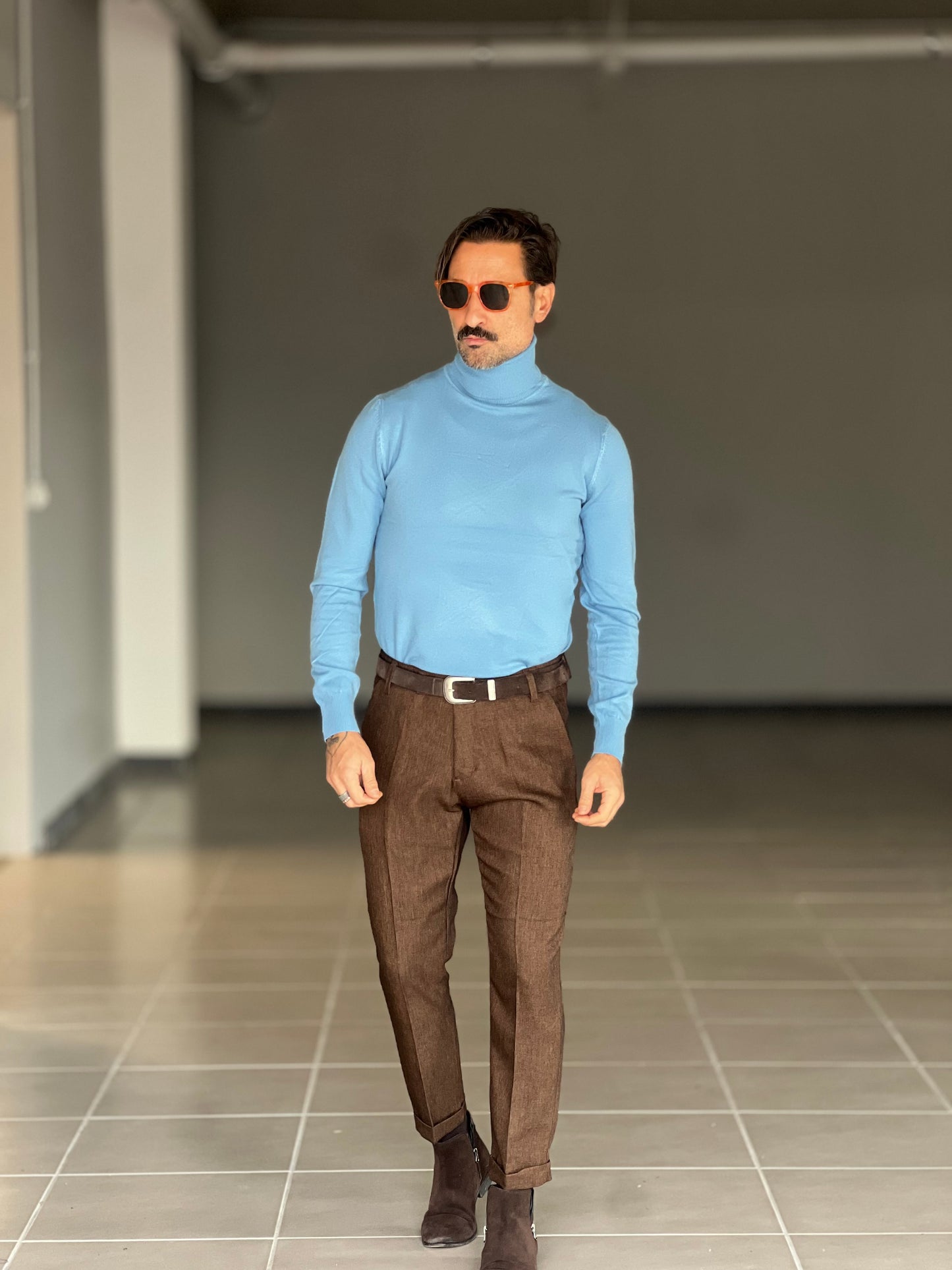 COLLO ALTO CELESTE RASATO 2 FILI