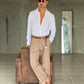 WHITE VISCOSE TROUSERS WITH REGULAR BOTTOM