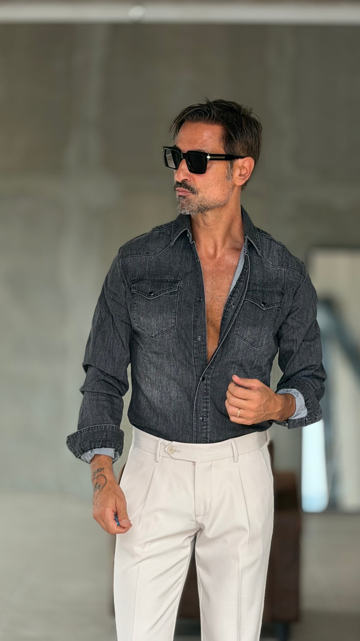 CAMICIA  DENIM GRIGIA TEXANA