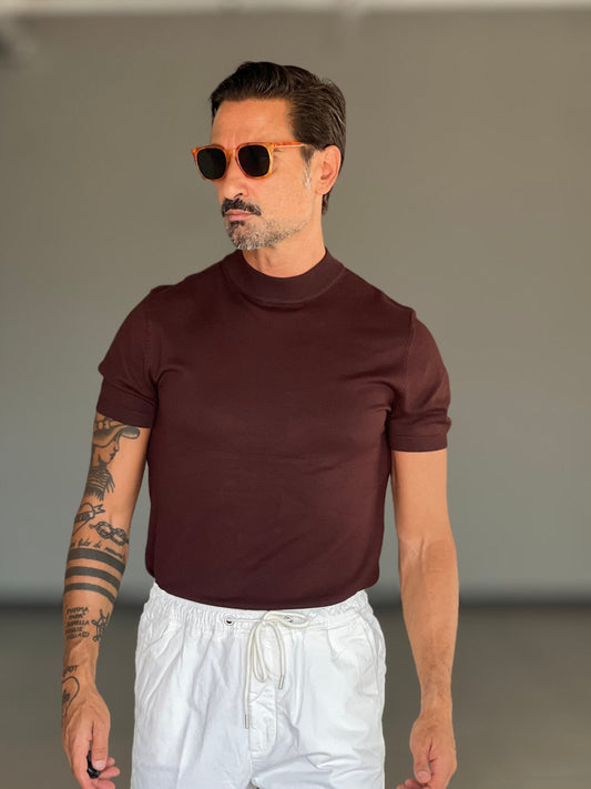 MAGLIA GIRO MORO  MEZZO COLLO VISCOSA E MISTI