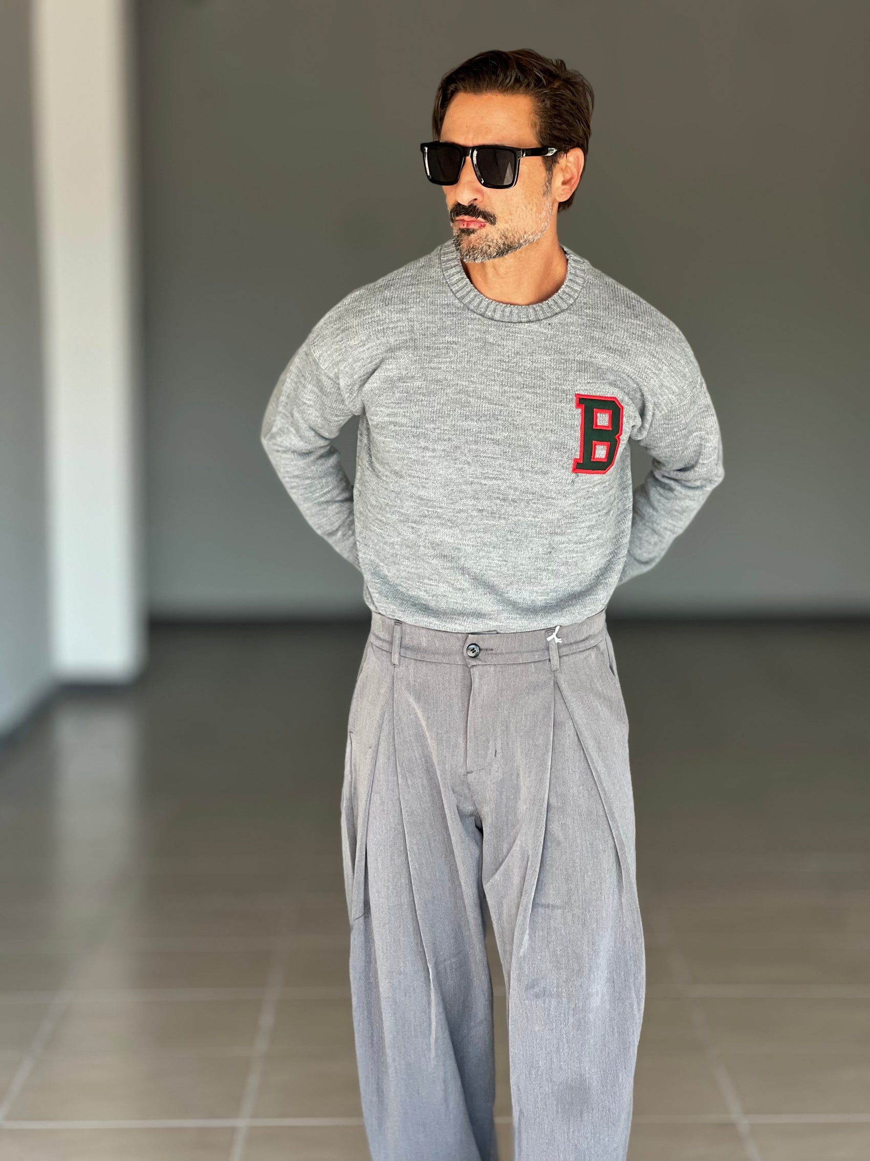 MAGLIA GIRO GRIGIA  DERBY RICAMO B