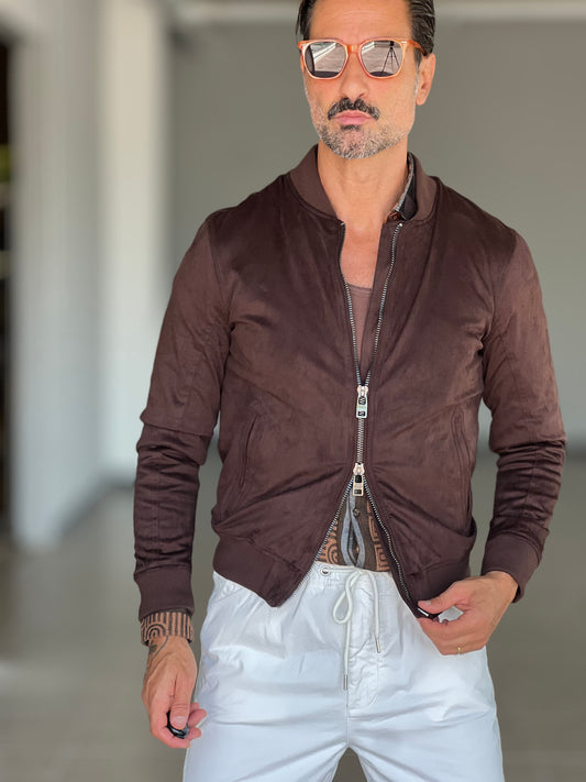 BOMBER ECOSUED MORO DOPPIA ZIP