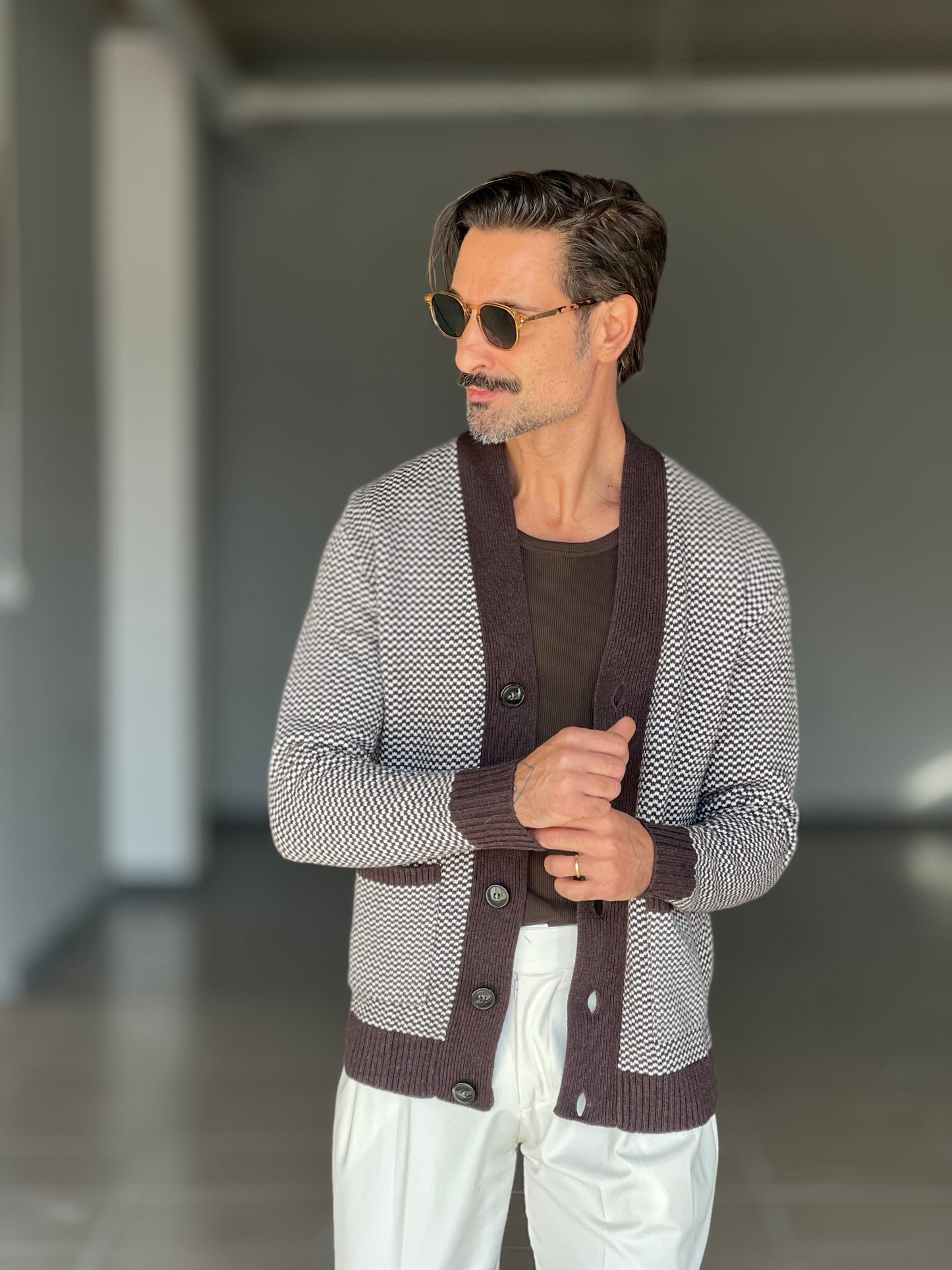 CARDIGAN  MORO  MISTO LANA EFFETTO  BOTTONATO