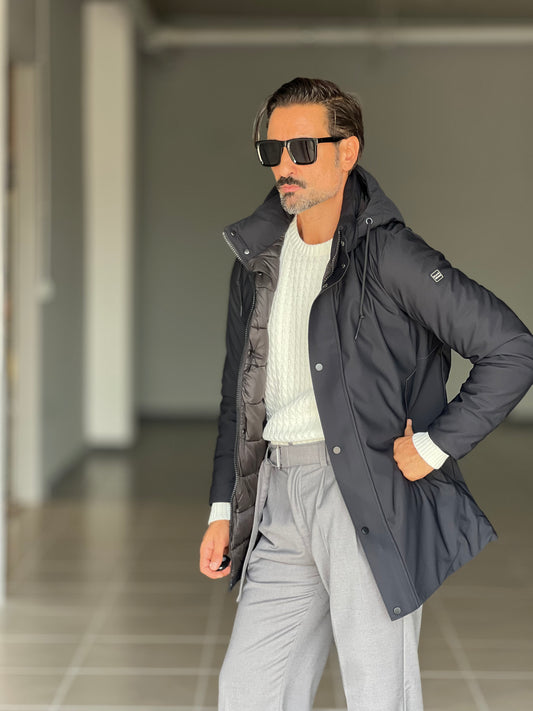 PARKA BL11 NERO TESSUTO TECNICO