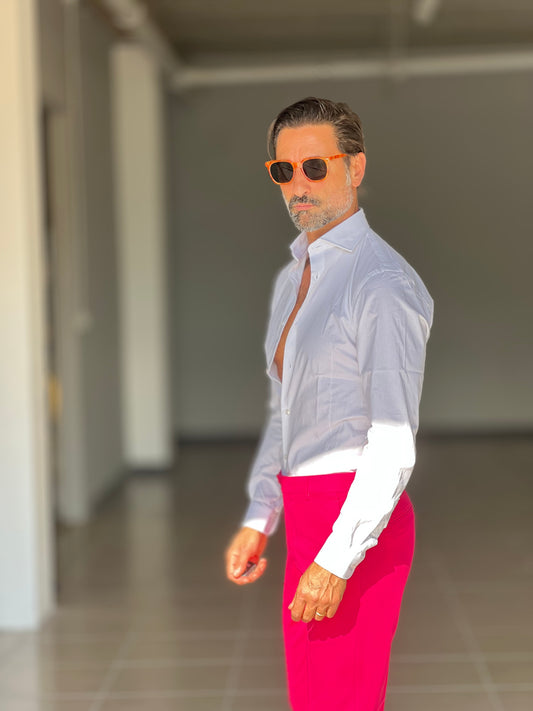 CAMICIA BIANCA COTONE COLLO ITALIANO STRECH