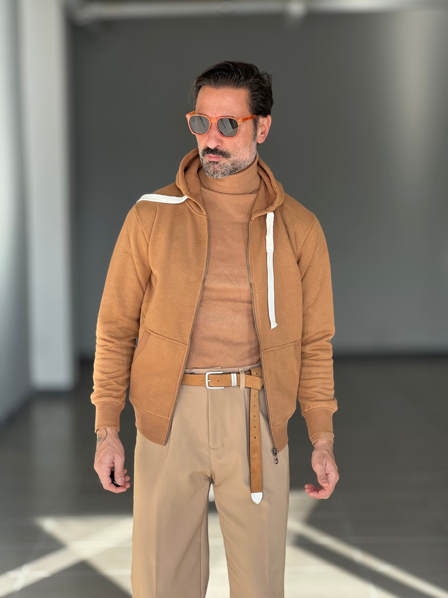 FELPA  TABACCO  DOPPIATA ZIP