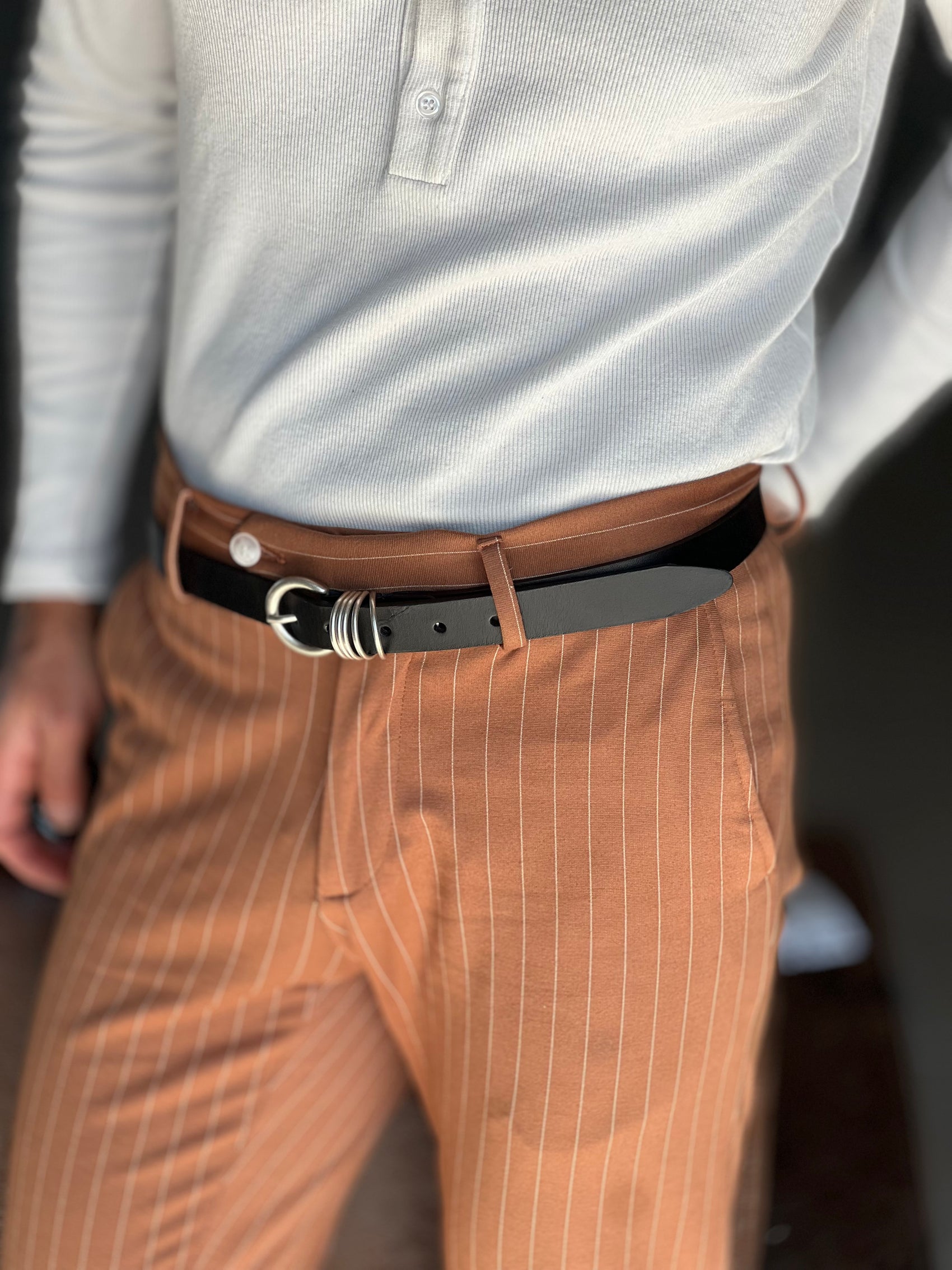 WHITE VISCOSE TROUSERS WITH REGULAR BOTTOM