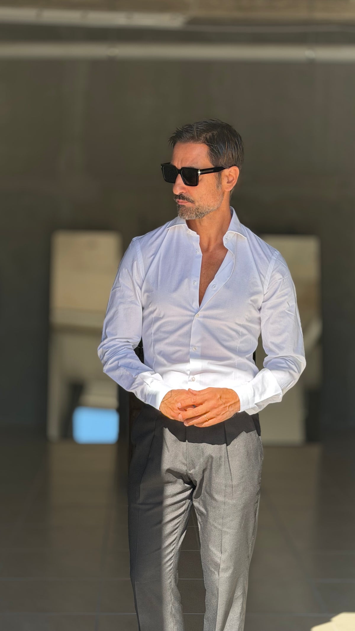 CAMICIA BIANCA  STRETCH POPELINE DI COTONE SLIMFIT