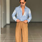 WHITE VISCOSE TROUSERS WITH REGULAR BOTTOM