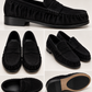 DOUBLE BUCKLE BLACK SUEDE LOAFERS