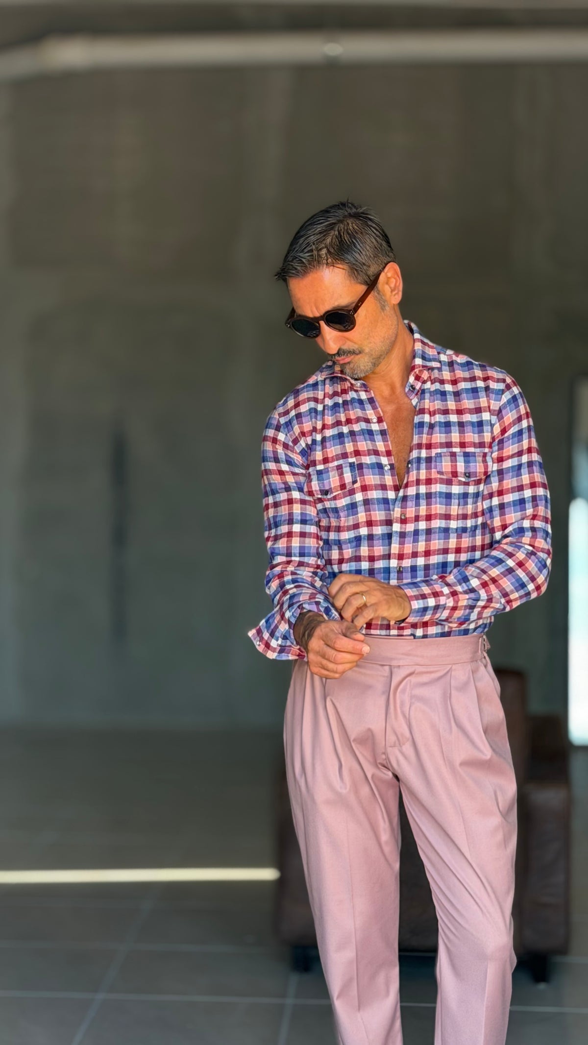 CAMICIA DEPOT  TARTAN  BLU ROSA E PANNA  TEXANA