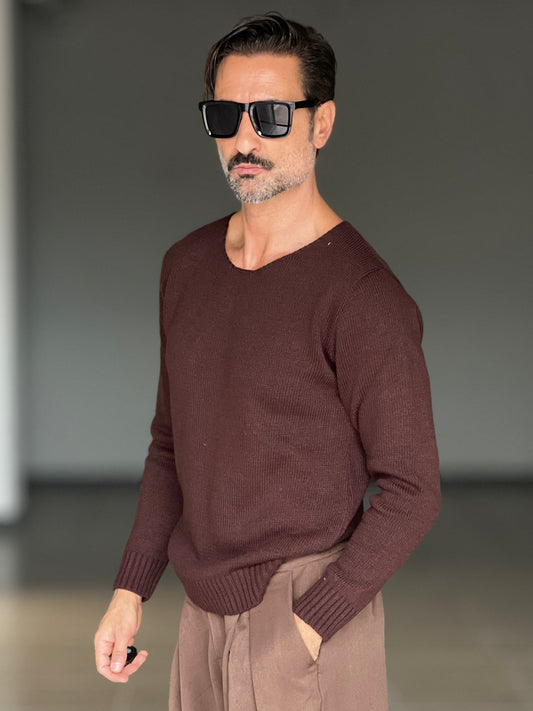 BLUE THREAD COTTON CREW NECK SWEATER