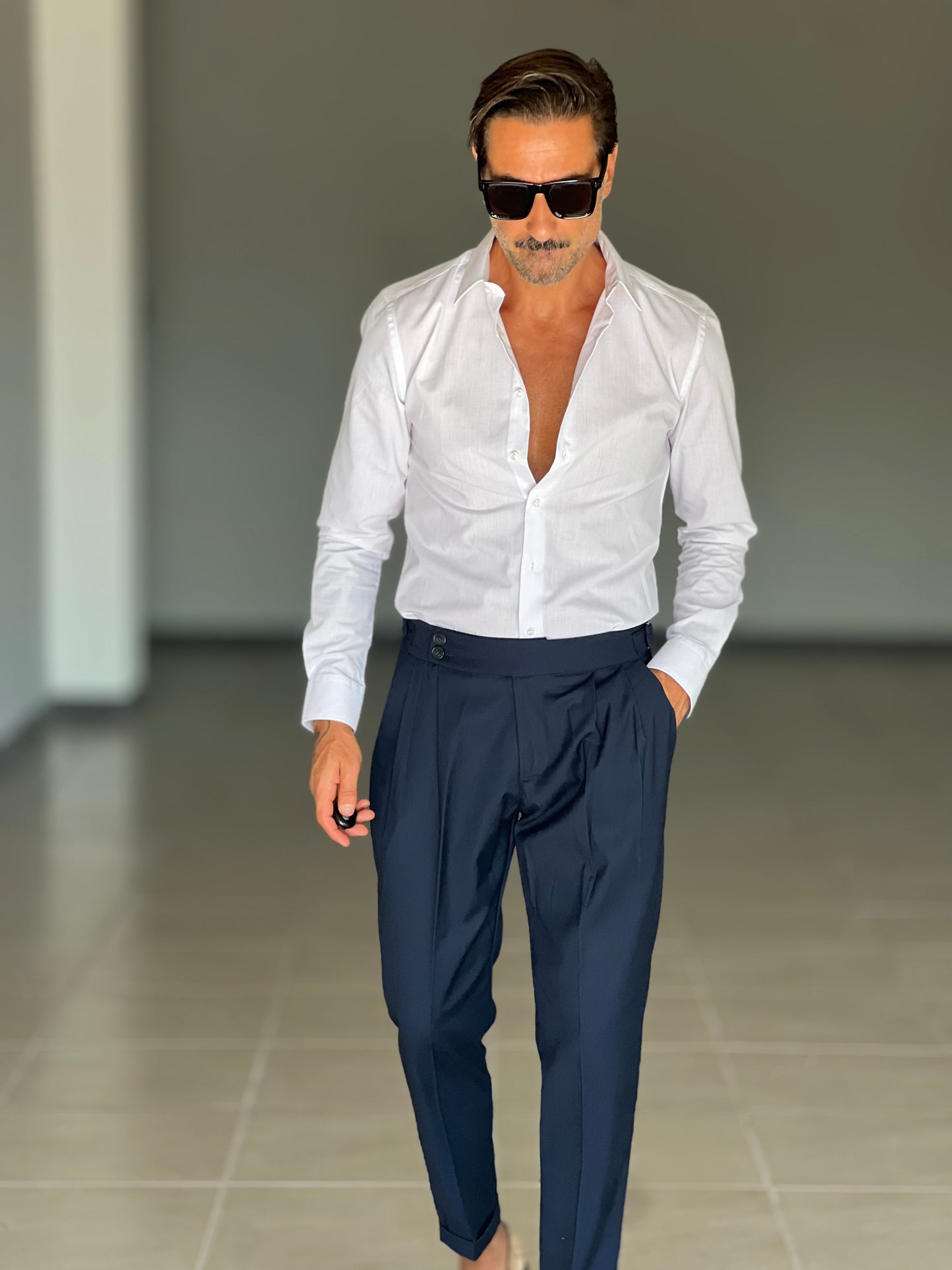 PANTALONE VITA ALTA BLU VISCOSA E MISTI