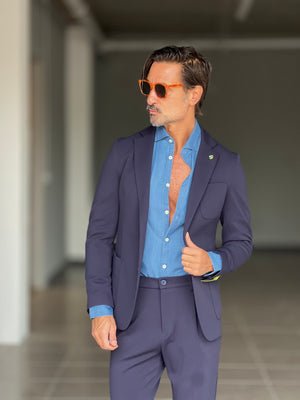 *ABITO  BLU MONOPETTO OPERATO PANTALONE MEZZAMOLLA 00200