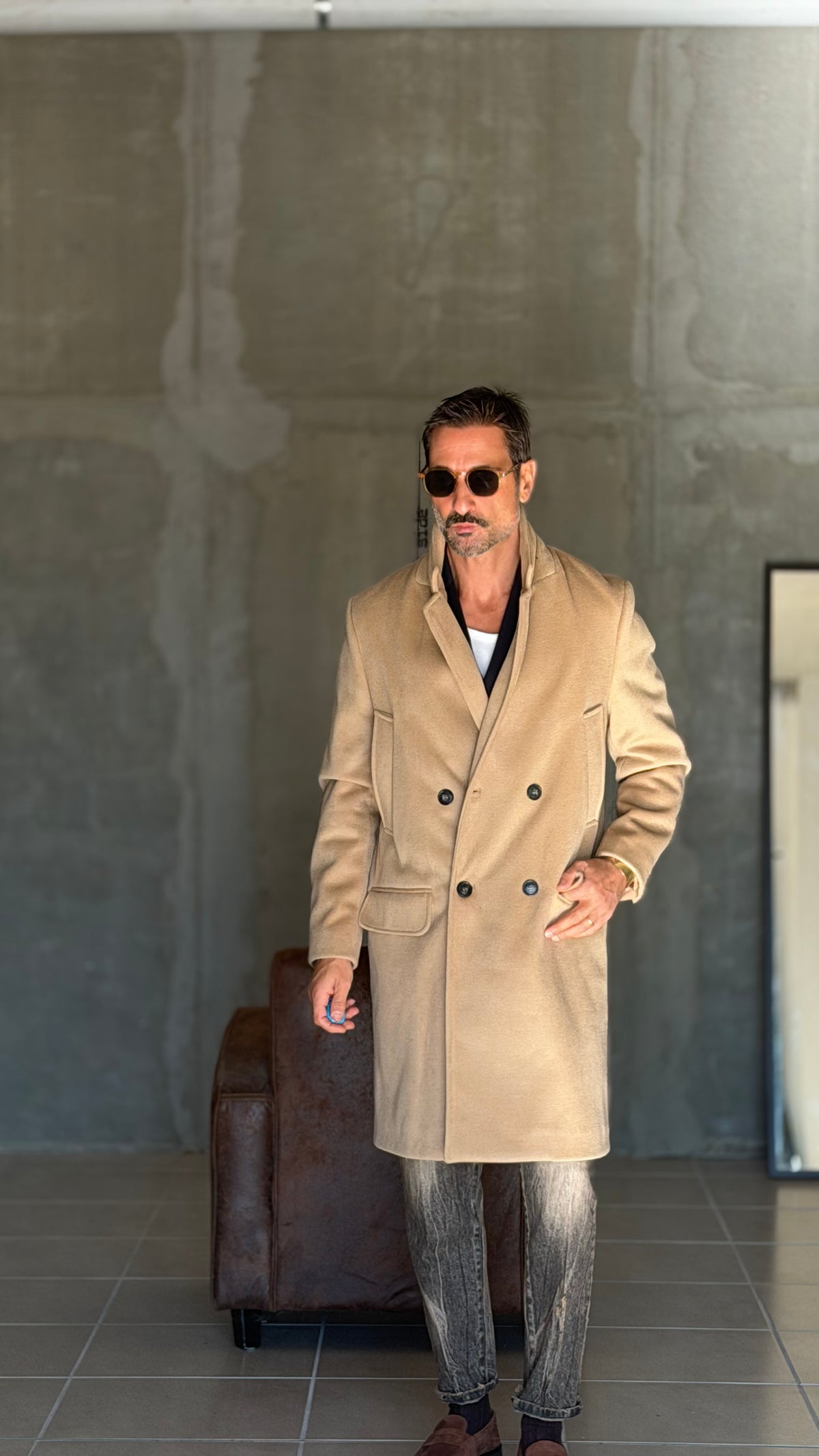 CAPPOTTO CAMMELLO DOPPIPETTO OVER FIT EFFETTO PANNO VISCOSA E MISTI TELAMIRA