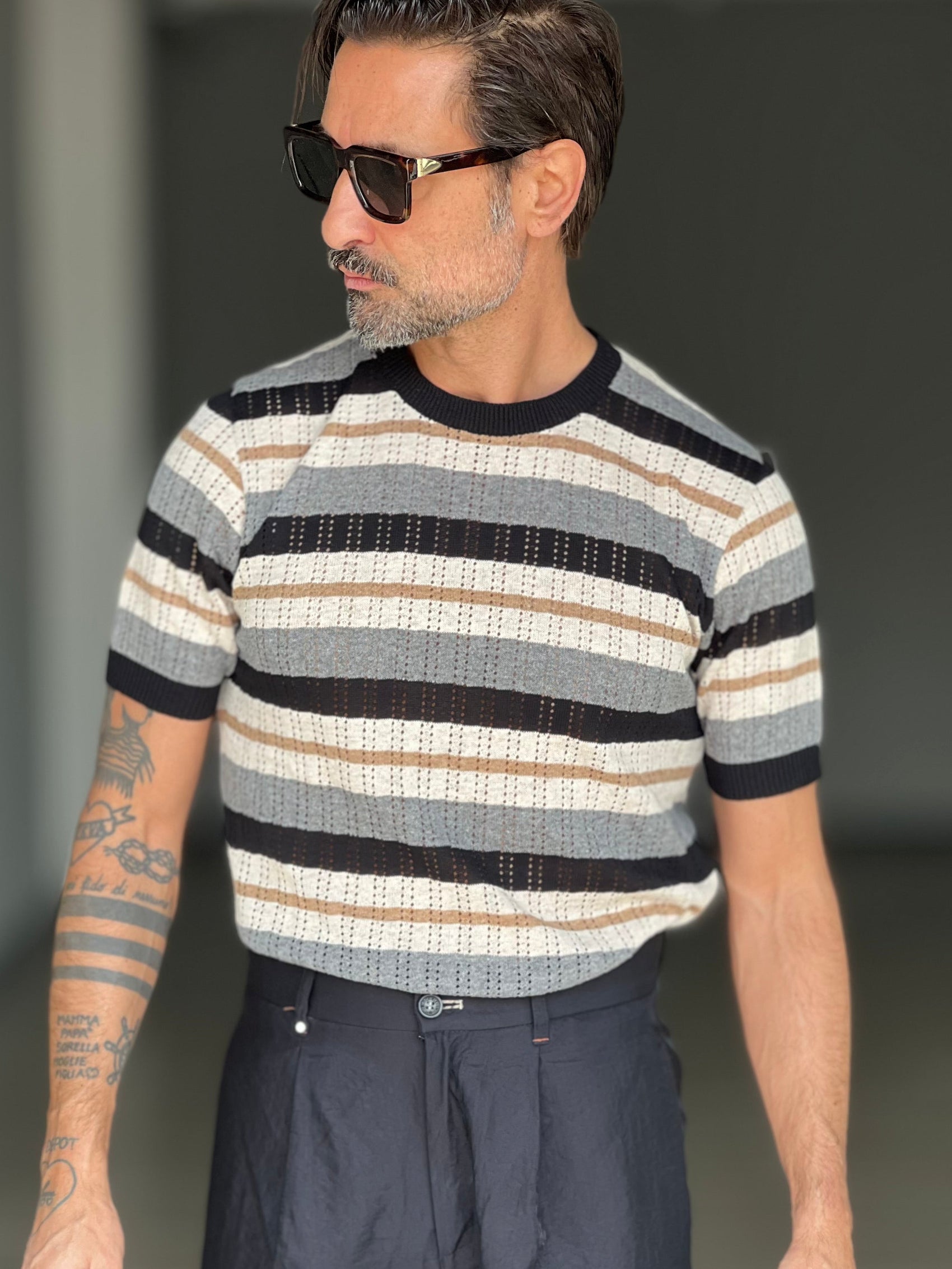 MAGLIA MULTICOLOR MISTO LINO BL11