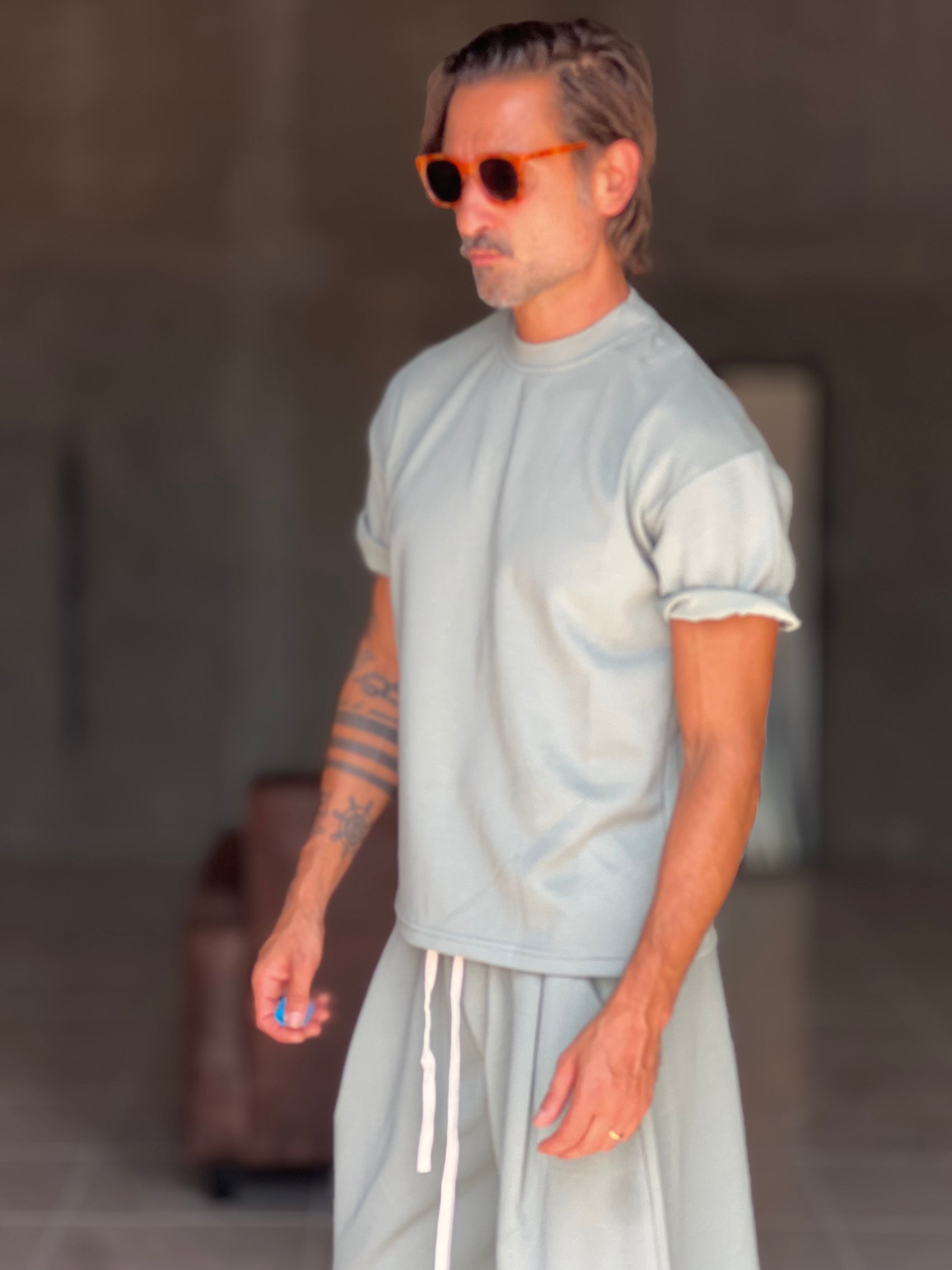 °COORDINATO  FELPA  VERDE MILITARE MAGLIA  E BERMUDA