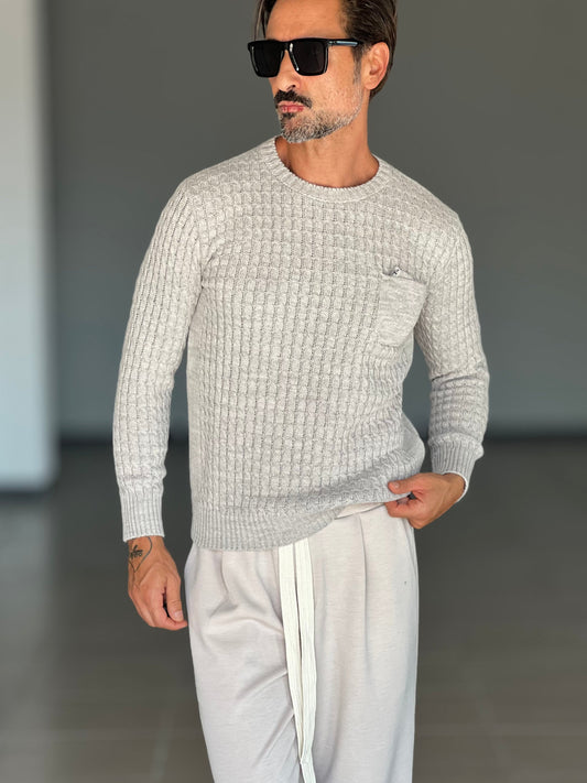 MAGLIA OPERATA   TORTORA  TOPPE AI GOMITI
