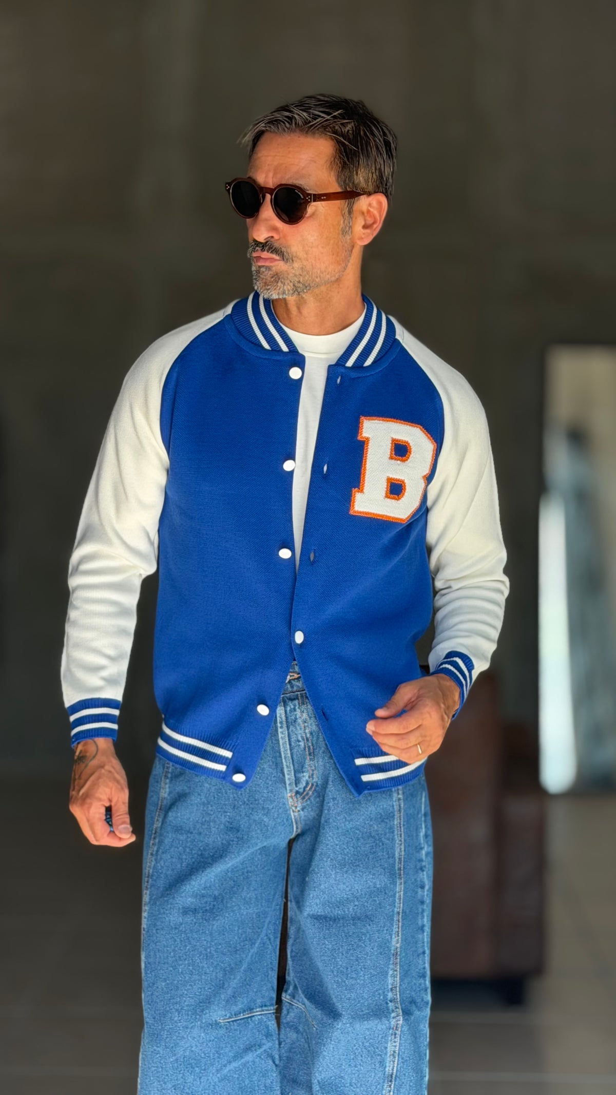 COLLEGE FELPA AZZURRO BICOLORE  B