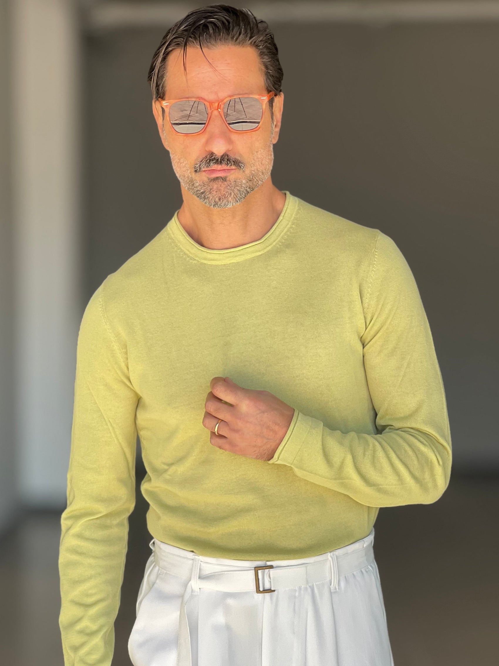 WHITE VISCOSE TROUSERS WITH REGULAR BOTTOM