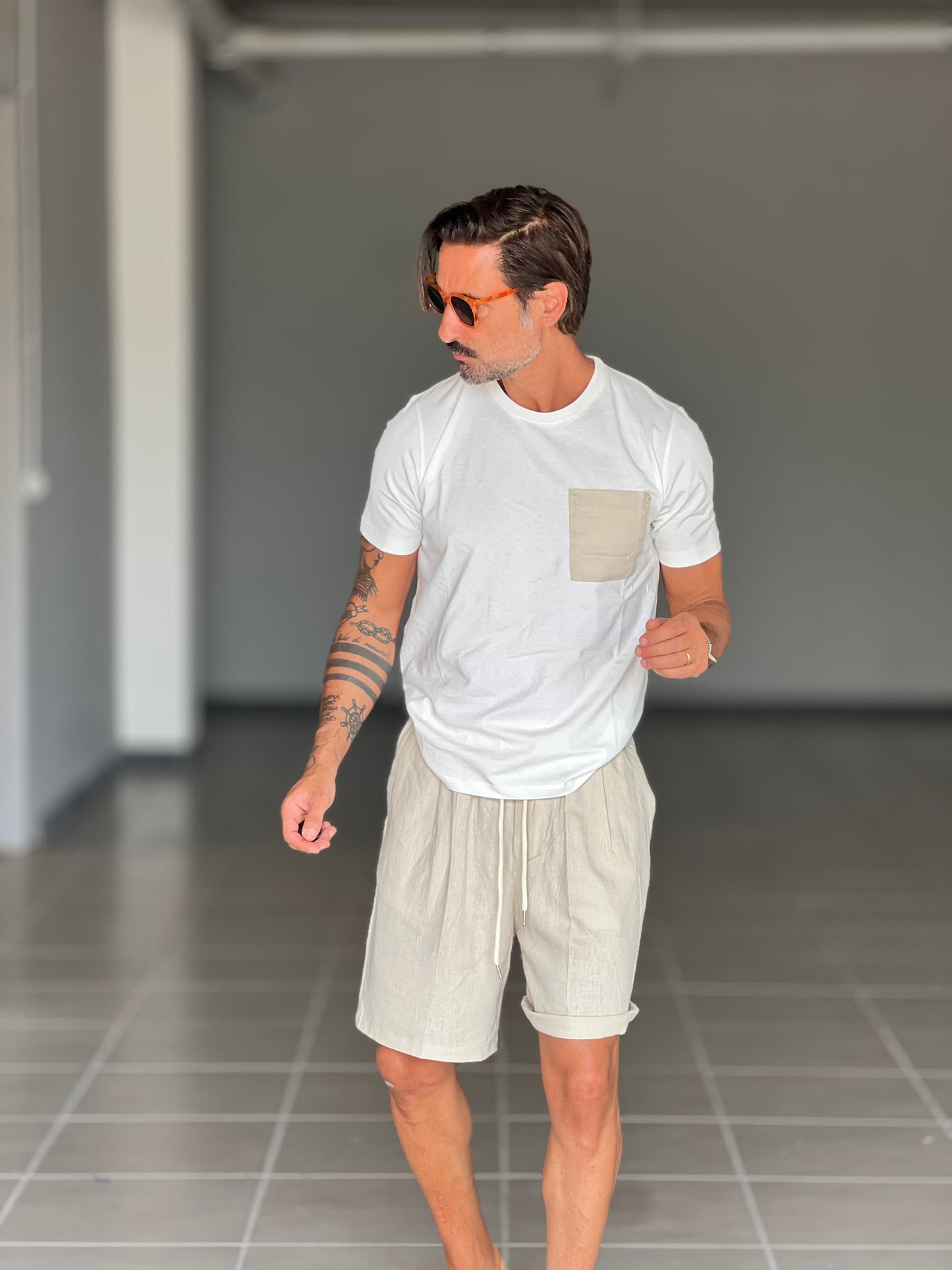 BERMUDA BEIGE  MISTO LINO