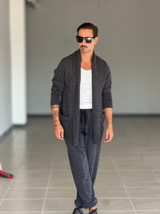 CARDIGAN GRIGIO MAXI SCIALLATO XAGON