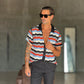 POLO CARDIGAN  RIGA NERA  MULTIRIGA ORIZZONTALE