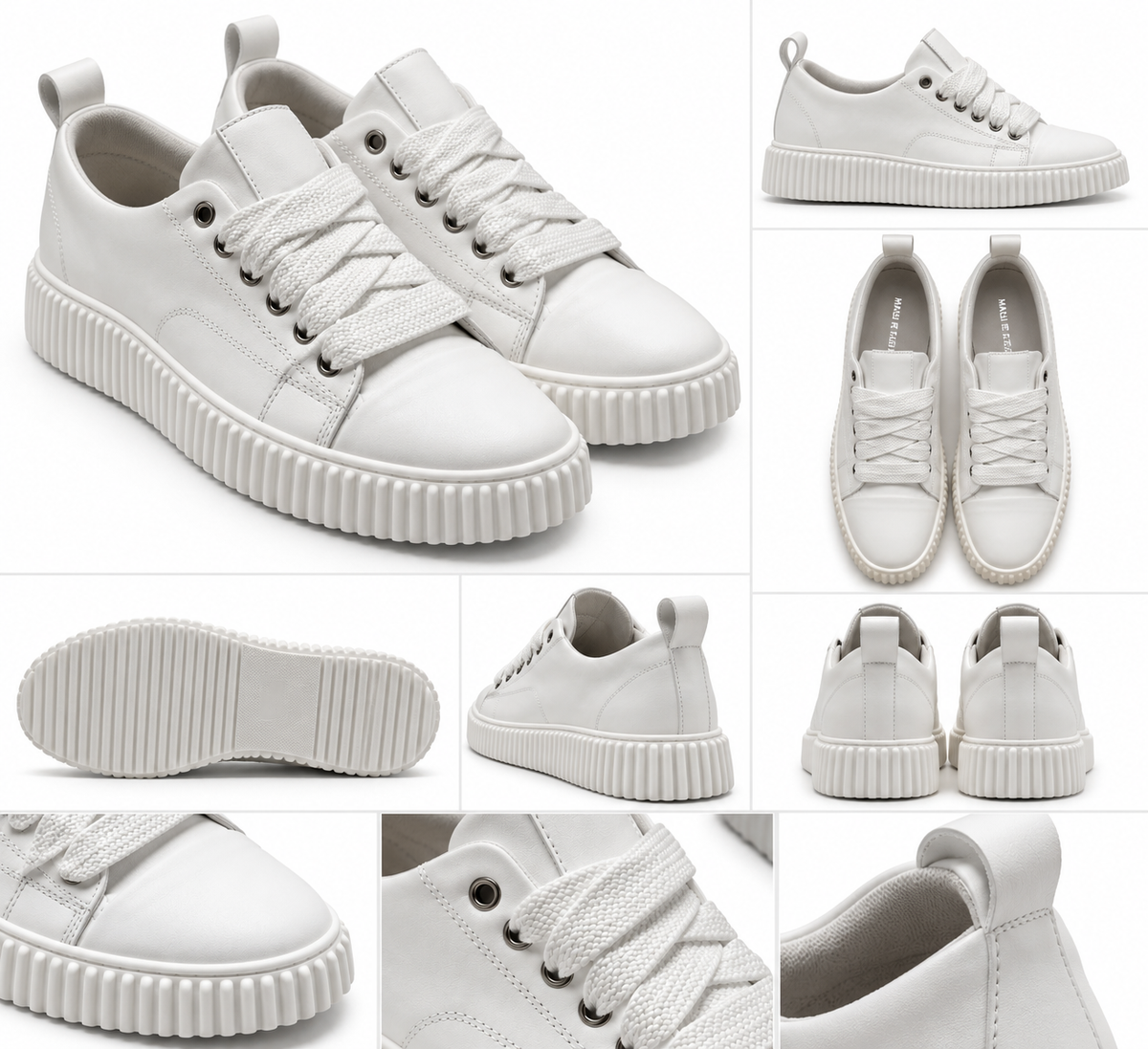 SNEAKER PELLE BIANCA  SUOLA LAVORATA