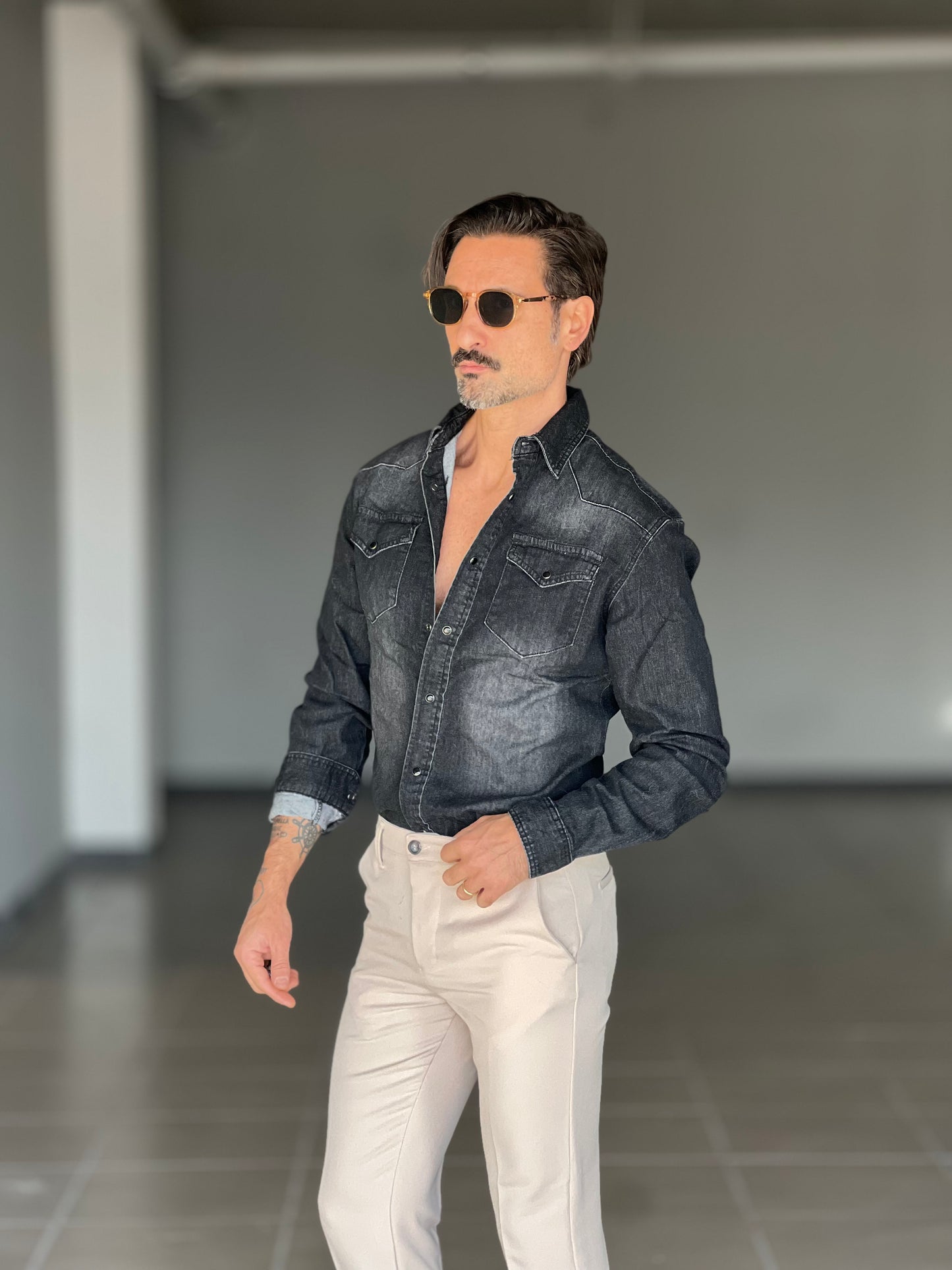 CAMICIA  DENIM GRIGIA TEXANA