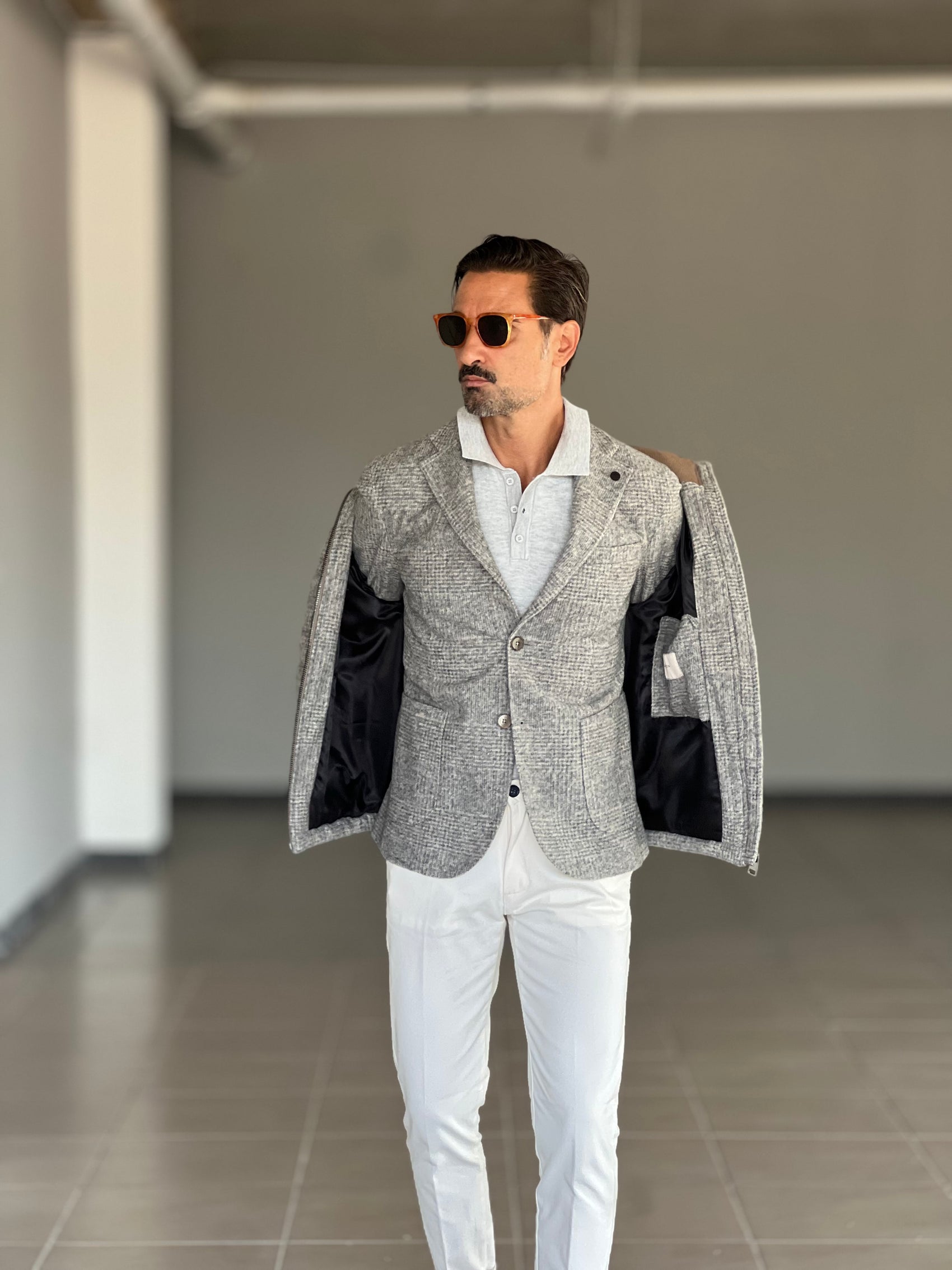 GIACCA TARTAN GRANDE GRIGIA  LANA E MISTI XAGON