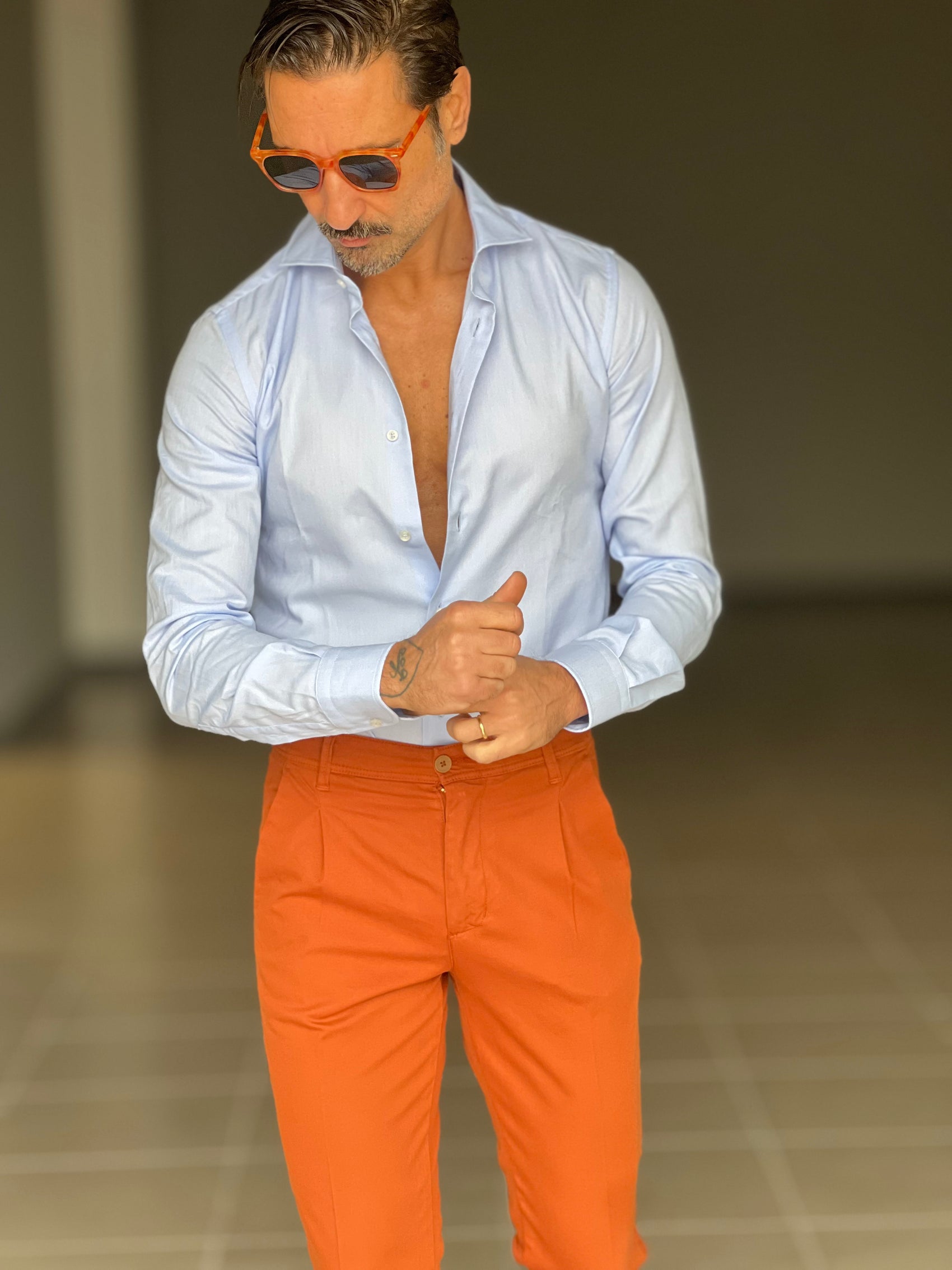 PANTALONE  PINCES  RUGGINE   GABARDINE DI COTONE G PLAY