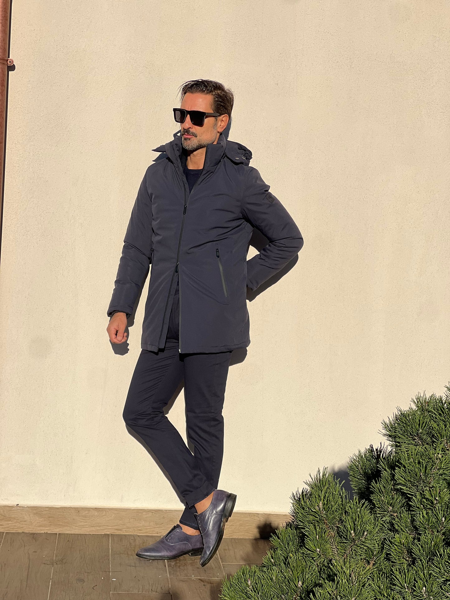 PARKA HAPPER  BLU TESSUTO TECNICO ZIP TERMOSALDATE